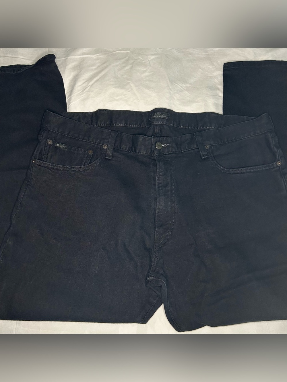 Polo Ralph Lauren Jeans Mens 38x30 Varick Slim Straight Black Wash Denim Stretch